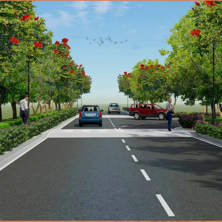Internal road rendering — artist's impression from the developer brochure