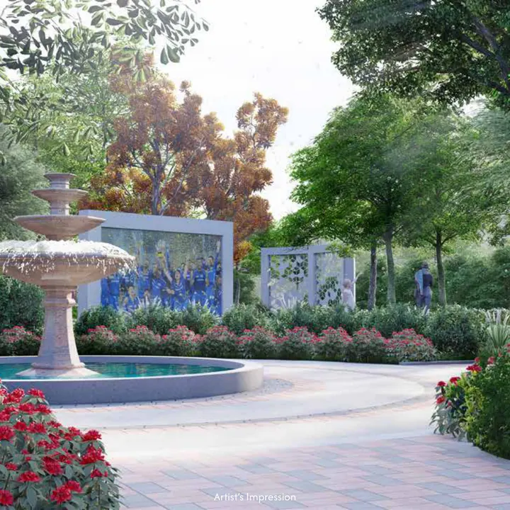Arrival garden rendering — artist's impression from the developer brochure