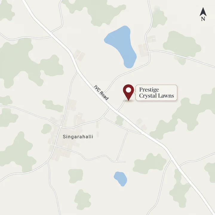 Prestige Crystal Lawns illustrative location diagram near Singarahalli and IVC Road