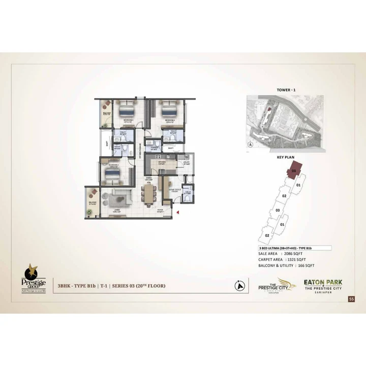 Eaton Park at The Prestige City 4 BHK unit plan variant on brochure page 55 Eaton Park at The Prestige City 4 BHK unit plan variant on brochure page 55