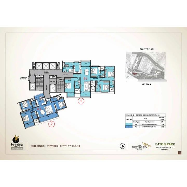 Eaton Park at The Prestige City Cluster plan variant on brochure page 34 Eaton Park at The Prestige City Cluster plan variant on brochure page 34