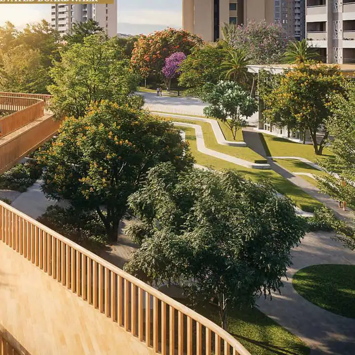 Landscaped garden rendering — artist's impression from the developer brochure