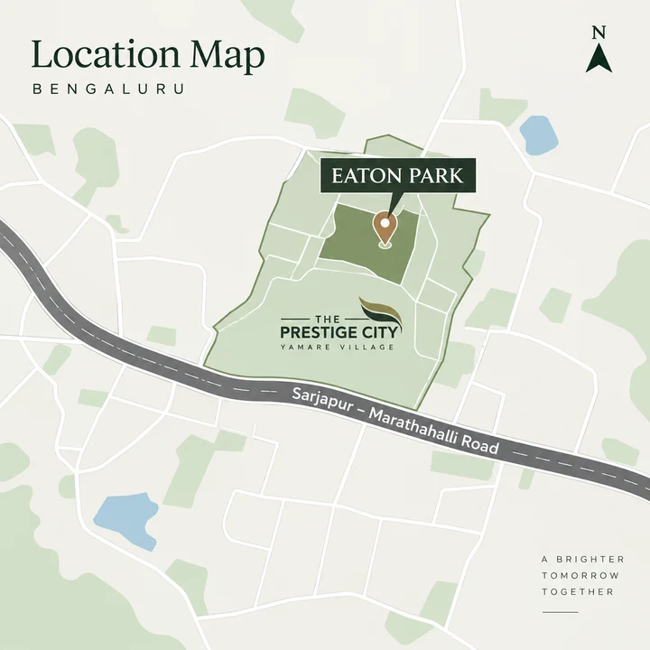 Eaton Park at The Prestige City illustrative location diagram at Yamare Village, Bengaluru