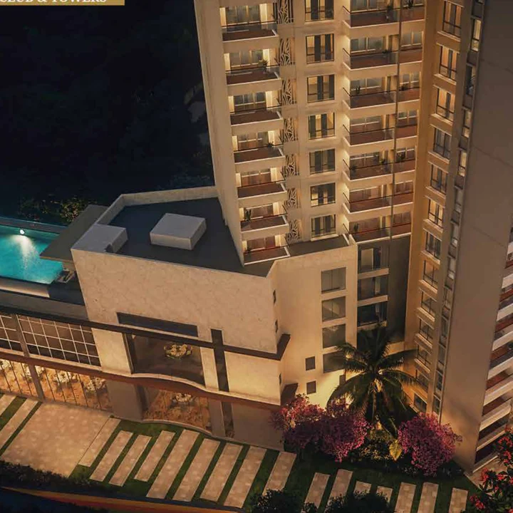 Tower and clubhouse rendering — artist's impression from the developer brochure