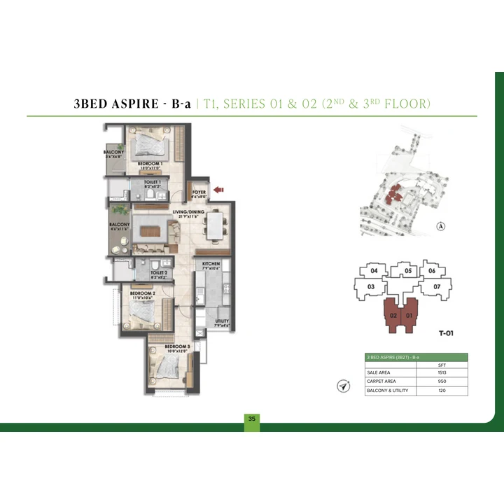 Fernvale at The Prestige City 3 BHK unit plan variant on brochure page 18 right Fernvale at The Prestige City 3 BHK unit plan variant on brochure page 18 right