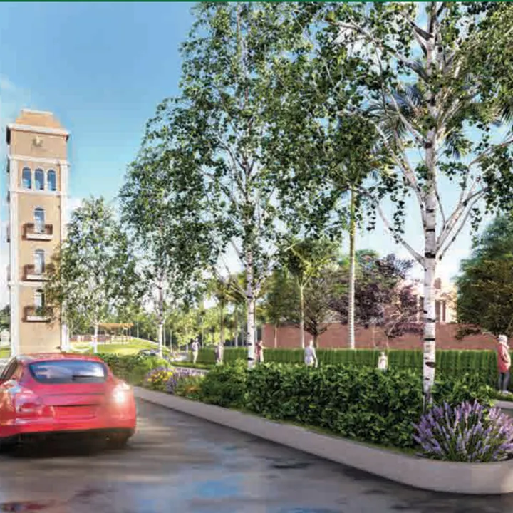 Clock tower rendering — artist's impression from the developer brochure