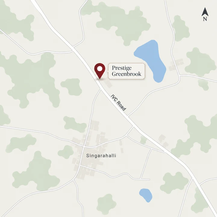 Prestige Greenbrook illustrative location diagram near Singarahalli and IVC Road