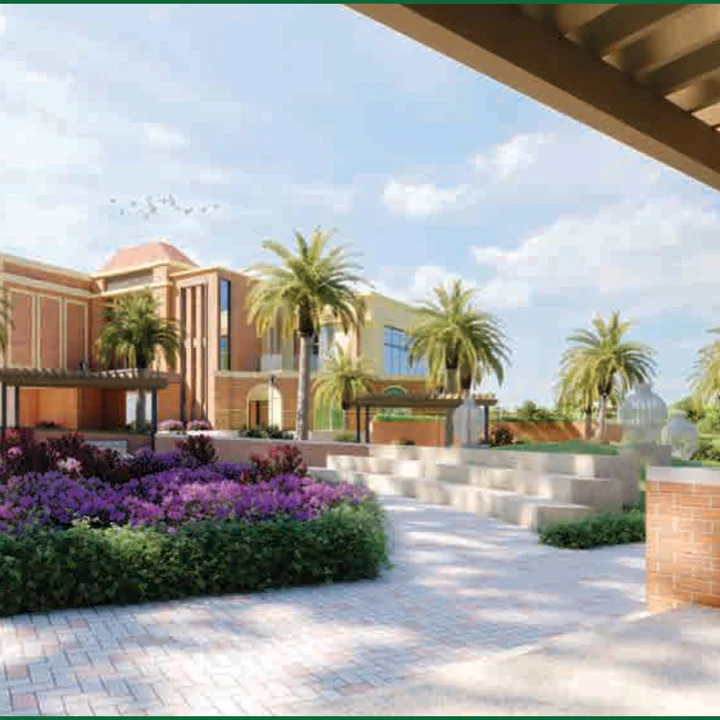 Outdoor seating area rendering — artist's impression from the developer brochure