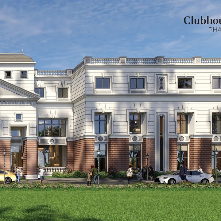 Clubhouse side rendering — artist's impression from the developer brochure