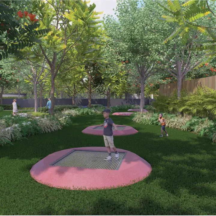 Trampoline park rendering — artist's impression from the developer brochure